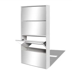 Shoe Cabinet 4-Layer Mirror White 63x17x134 Cm -JIMMY Shop Shoe Cabinet 4 Layer Mirror White 63x17x134 cm 451685 2
