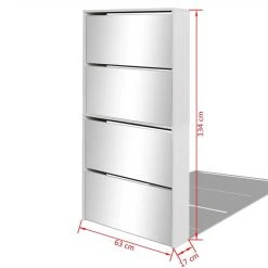 Shoe Cabinet 4-Layer Mirror White 63x17x134 Cm -JIMMY Shop Shoe Cabinet 4 Layer Mirror White 63x17x134 cm 451685 4