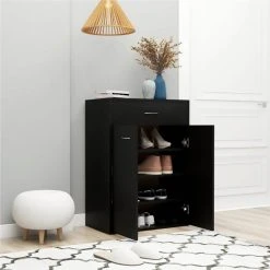 Shoe Cabinet Black 60x35x84 Cm Chipboard -JIMMY Shop Shoe Cabinet Black 60x35x84 cm Chipboard 442626 2