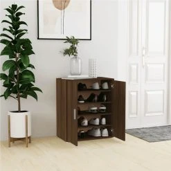 Shoe Cabinet Brown Oak 60x35x70 Cm Engineered Wood