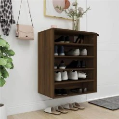 Shoe Cabinet Brown Oak 60x35x70 Cm Engineered Wood