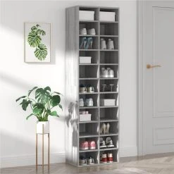 Shoe Cabinet Grey Sonoma 54x34x183 Cm Engineered Wood
