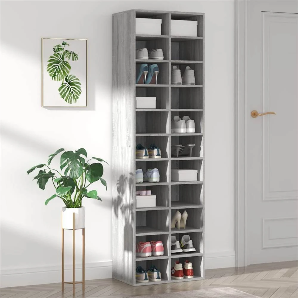 Shoe Cabinet Grey Sonoma 54x34x183 Cm Engineered Wood 1 Shoe Cabinet Grey Sonoma 54x34x183 Cm Engineered Wood