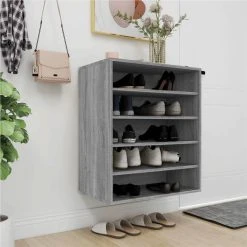 Shoe Cabinet Grey Sonoma 60x35x70 Cm Engineered Wood