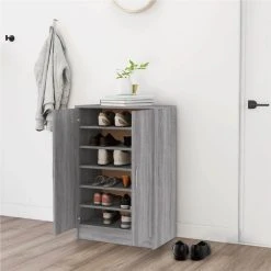 Shoe Cabinet Grey Sonoma 60x35x92 Cm Engineered Wood