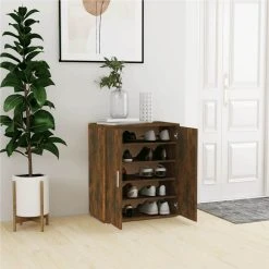 Shoe Cabinet Smoked Oak 60x35x70 Cm Engineered Wood