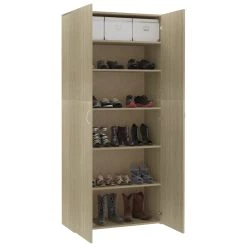 Shoe Cabinet Sonoma Oak 80x35.5x180 Cm Chipboard -JIMMY Shop Shoe Cabinet Sonoma Oak 80x35 5x180 cm Chipboard 433298 3