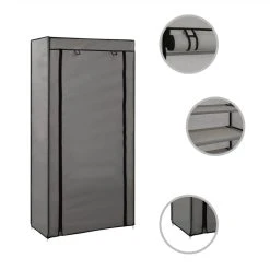 Shoe Cabinet With Cover Grey 58x28x106 Cm Fabric -JIMMY Shop Shoe Cabinet with Cover Grey 58x28x106 cm Fabric 443909 2