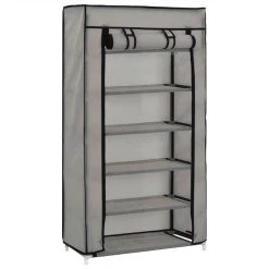 Shoe Cabinet With Cover Grey 58x28x106 Cm Fabric -JIMMY Shop Shoe Cabinet with Cover Grey 58x28x106 cm Fabric 443909 3