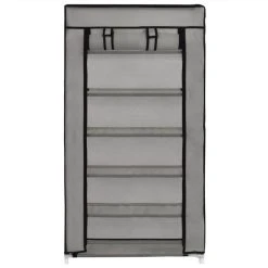 Shoe Cabinet With Cover Grey 58x28x106 Cm Fabric -JIMMY Shop Shoe Cabinet with Cover Grey 58x28x106 cm Fabric 443909 5