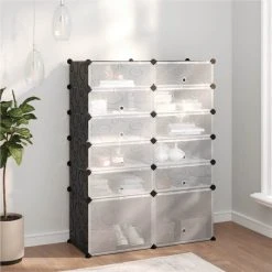 Shoe Rack Black 94x37x125 Cm PP