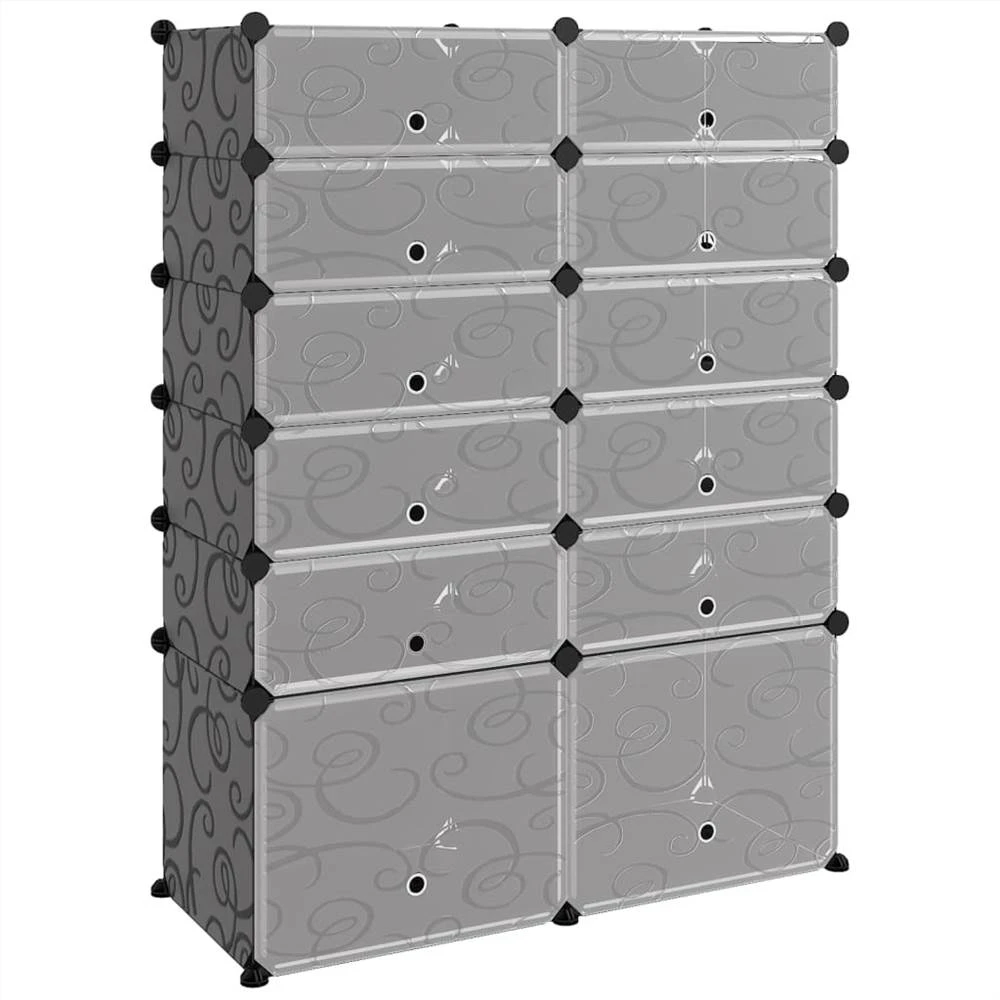 Shoe Rack Black 94x37x125 Cm PP 2 Shoe Rack Black 94x37x125 Cm PP - Image 2