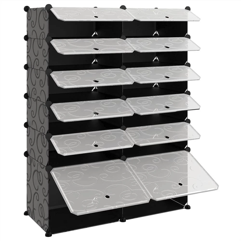 Shoe Rack Black 94x37x125 Cm PP 6 Shoe Rack Black 94x37x125 Cm PP - Image 6