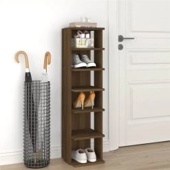 Shoe Rack Brown Oak 25x27x102 Cm Engineered Wood