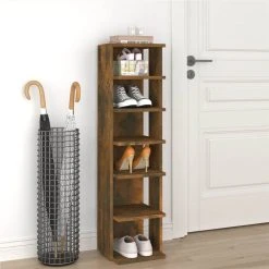 Shoe Rack Smoked Oak 25x27x102 Cm Engineered Wood