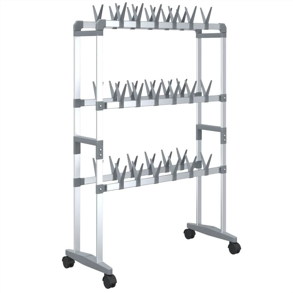 Shoe Rack With Wheels Silver 66x27x100 Cm 2 Shoe Rack With Wheels Silver 66x27x100 Cm - Image 2
