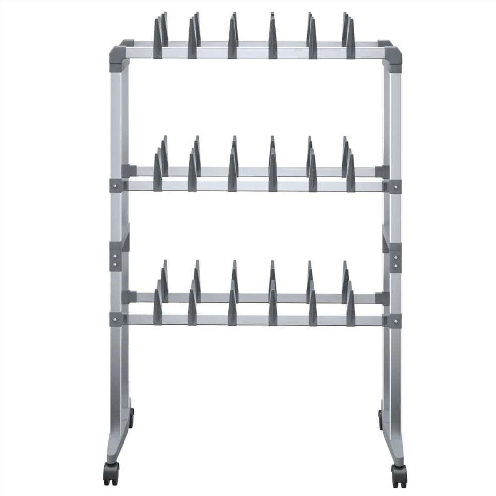 Shoe Rack With Wheels Silver 66x27x100 Cm 3 Shoe Rack With Wheels Silver 66x27x100 Cm - Image 3