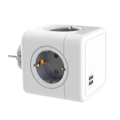 Sopend E02A Powercube Cordless Power Strip Socket, EU Plug, 2 USB-A Ports, 4 Outlets - Grey And White