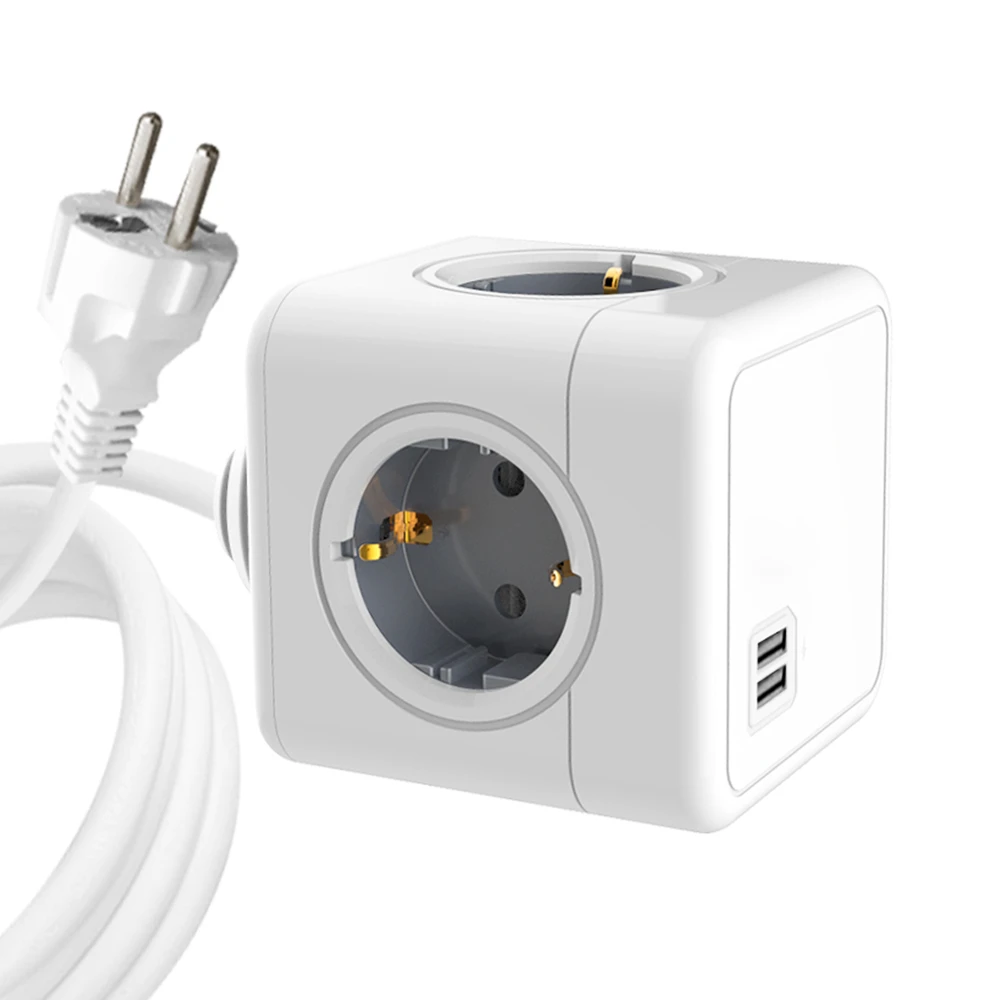 Sopend E04A Multifunctional Powercube Power Strip Socket, EU Plug, 1.5m Extension Cord, 4 Outlets, 2 USB-A Ports - Grey And White 1 Sopend E04A Multifunctional Powercube Power Strip Socket, EU Plug, 1.5m Extension Cord, 4 Outlets, 2 USB-A Ports - Grey And White