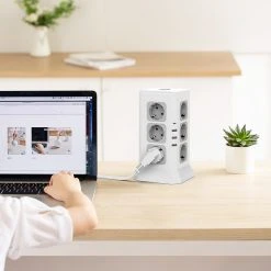 Sopend E11 Vertical Tower Power Strip Socket With EU Plug, 4 USB Ports, 12 AC Outlets Power Socket With 2m Cable -JIMMY Shop Sopend E11 Vertical Tower Power Strip Socket with EU Plug White 513538 5