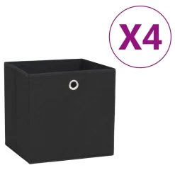 Storage Boxes 4 Pcs Non-woven Fabric 28x28x28 Cm Black