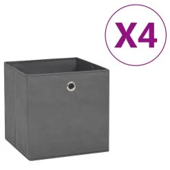 Storage Boxes 4 Pcs Non-woven Fabric 28x28x28 Cm Grey