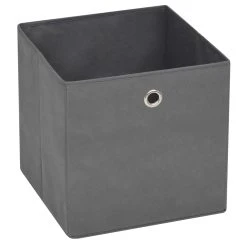 Storage Boxes 4 Pcs Non-woven Fabric 28x28x28 Cm Grey -JIMMY Shop Storage Boxes 4 pcs Non woven Fabric 28x28x28 cm Grey 433678 2