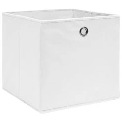 Storage Boxes 4 Pcs Non-woven Fabric 28x28x28 Cm White -JIMMY Shop Storage Boxes 4 pcs Non woven Fabric 28x28x28 cm White 433230 2