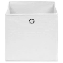 Storage Boxes 4 Pcs Non-woven Fabric 28x28x28 Cm White -JIMMY Shop Storage Boxes 4 pcs Non woven Fabric 28x28x28 cm White 433230 3