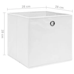 Storage Boxes 4 Pcs Non-woven Fabric 28x28x28 Cm White -JIMMY Shop Storage Boxes 4 pcs Non woven Fabric 28x28x28 cm White 433230 4