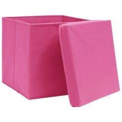 Storage Boxes With Covers 10 Pcs 28x28x28 Cm Pink -JIMMY Shop Storage Boxes with Covers 10 pcs 28x28x28 cm Pink 433676 3