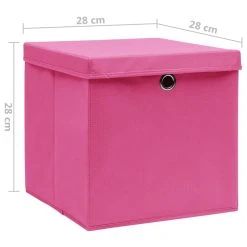 Storage Boxes With Covers 10 Pcs 28x28x28 Cm Pink -JIMMY Shop Storage Boxes with Covers 10 pcs 28x28x28 cm Pink 433676 5