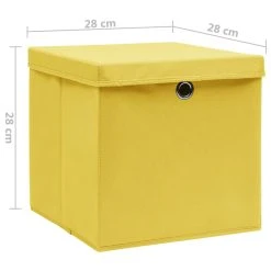 Storage Boxes With Covers 10 Pcs 28x28x28 Cm Yellow -JIMMY Shop Storage Boxes with Covers 10 pcs 28x28x28 cm Yellow 433224 5