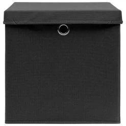 Storage Boxes With Lid 10 Pcs Black 32x32x32 Cm Fabric -JIMMY Shop Storage Boxes with Lid 10 pcs Black 32x32x32 cm Fabric 455711 3