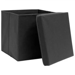 Storage Boxes With Lid 10 Pcs Black 32x32x32 Cm Fabric -JIMMY Shop Storage Boxes with Lid 10 pcs Black 32x32x32 cm Fabric 455711 4