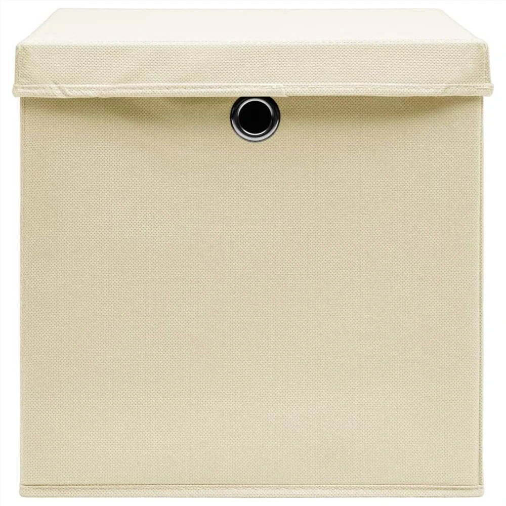 Storage Boxes With Lid 4 Pcs Cream 32x32x32 Cm Fabric 5 Storage Boxes With Lid 4 Pcs Cream 32x32x32 Cm Fabric - Image 5