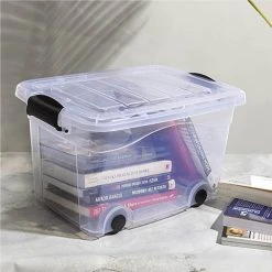 Storage Boxes With Wheels & Lids 2 Pcs Transparent 100 L -JIMMY Shop Storage Boxes with Wheels Lids 2 pcs Transparent 100 L 509405 2