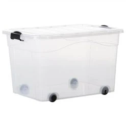 Storage Boxes With Wheels & Lids 2 Pcs Transparent 100 L -JIMMY Shop Storage Boxes with Wheels Lids 2 pcs Transparent 100 L 509405 5