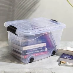 Storage Boxes With Wheels & Lids 2 Pcs Transparent 60 L -JIMMY Shop Storage Boxes with Wheels Lids 2 pcs Transparent 60 L 511513 2