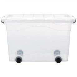 Storage Boxes With Wheels & Lids 2 Pcs Transparent 60 L -JIMMY Shop Storage Boxes with Wheels Lids 2 pcs Transparent 60 L 511513 4