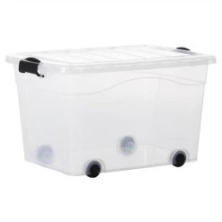Storage Boxes With Wheels & Lids 2 Pcs Transparent 60 L -JIMMY Shop Storage Boxes with Wheels Lids 2 pcs Transparent 60 L 511513 5