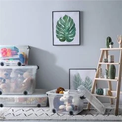 Storage Boxes With Wheels & Lids 5 Pcs Transparent 40 L