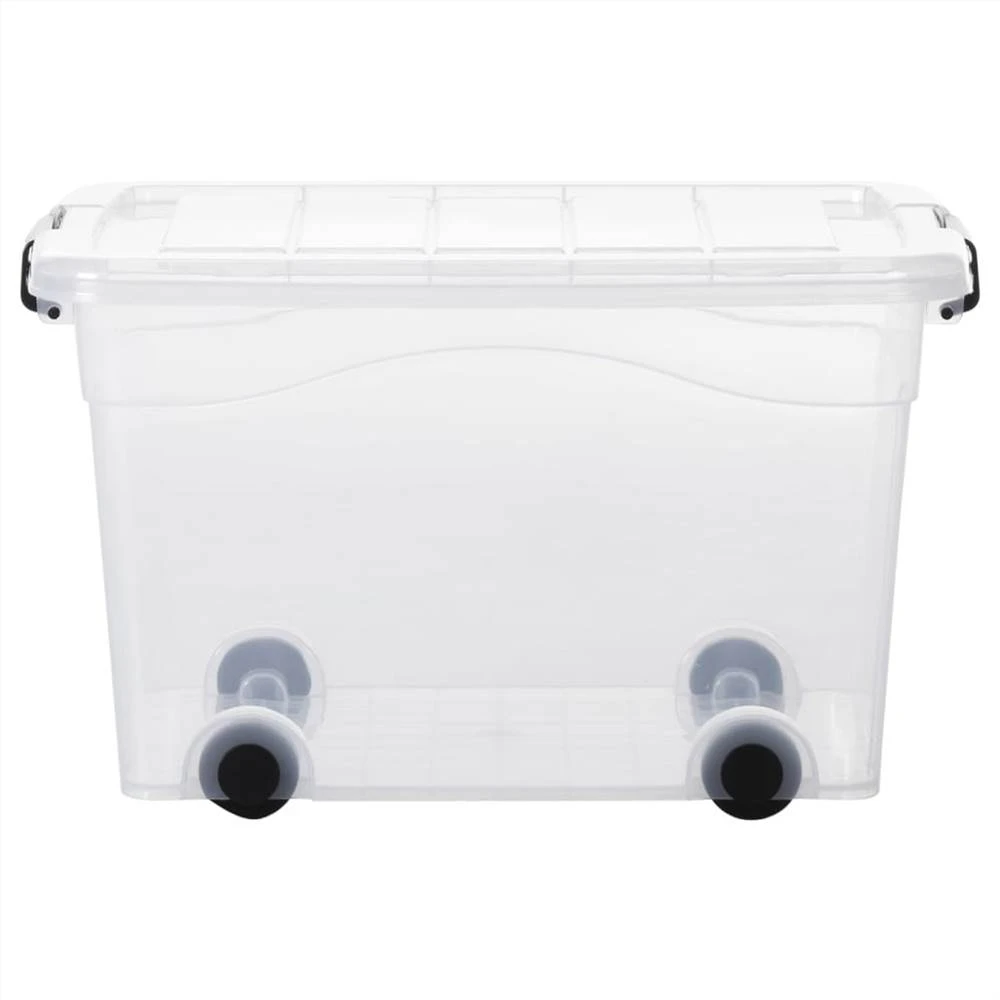 Storage Boxes With Wheels & Lids 5 Pcs Transparent 40 L 4 Storage Boxes With Wheels & Lids 5 Pcs Transparent 40 L - Image 4