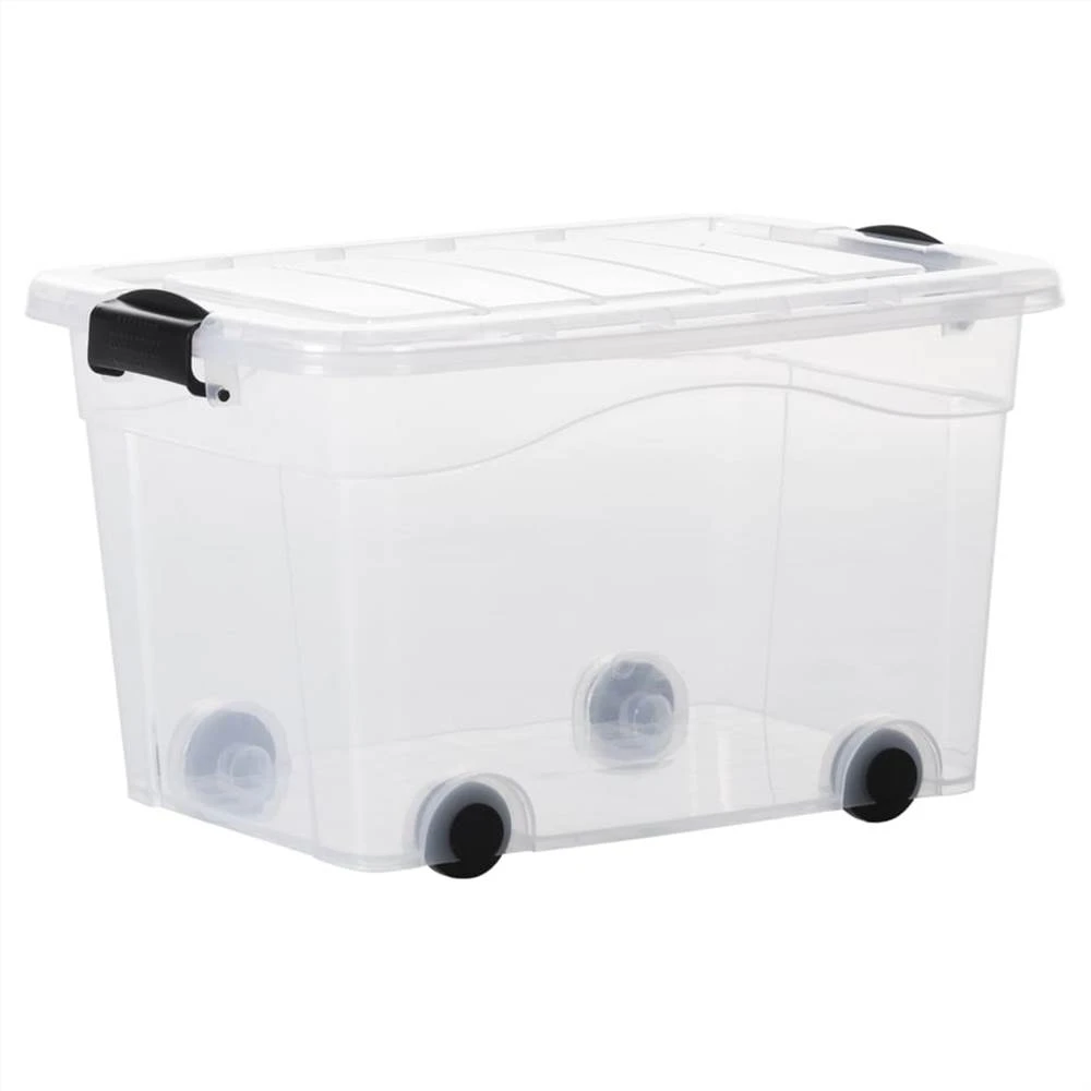 Storage Boxes With Wheels & Lids 5 Pcs Transparent 40 L 5 Storage Boxes With Wheels & Lids 5 Pcs Transparent 40 L - Image 5