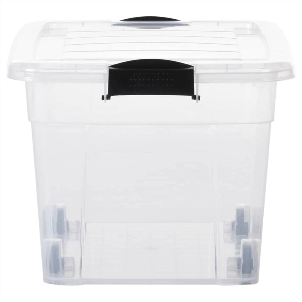 Storage Boxes With Wheels & Lids 5 Pcs Transparent 40 L 6 Storage Boxes With Wheels & Lids 5 Pcs Transparent 40 L - Image 6