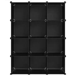 Storage Cube Organiser With 12 Cubes Black PP -JIMMY Shop Storage Cube Organiser with 12 Cubes Black PP 513727 2