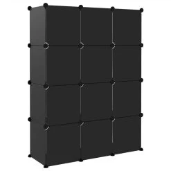 Storage Cube Organiser With 12 Cubes Black PP -JIMMY Shop Storage Cube Organiser with 12 Cubes Black PP 513727 4