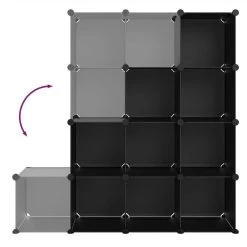 Storage Cube Organiser With 12 Cubes Black PP -JIMMY Shop Storage Cube Organiser with 12 Cubes Black PP 513727 5