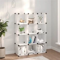 Storage Cube Organiser With 12 Cubes Transparent PP