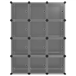 Storage Cube Organiser With 12 Cubes And Doors Black PP -JIMMY Shop Storage Cube Organiser with 12 Cubes and Doors Black PP 513479 2